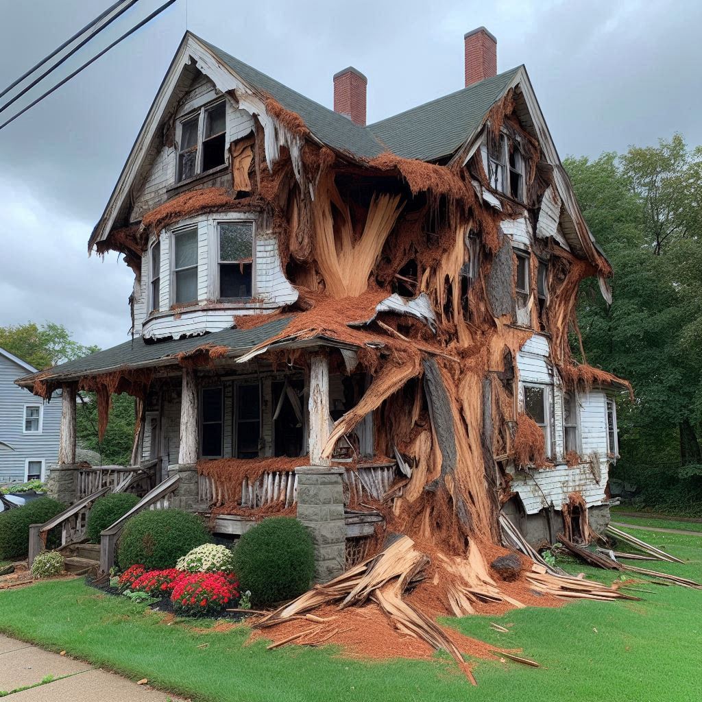 Signs Your New Fairfield Home Needs a Tree Inspection Blog Article - Tree with visible damage, including broken branches and signs of disease near an New Fairfield home